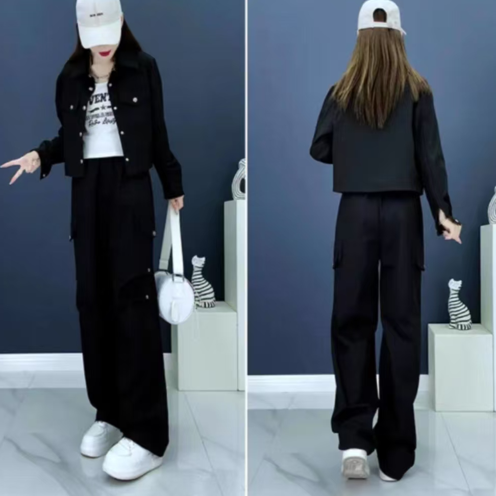 2025春秋新款休闲两件套时尚气质显瘦气质女士套装8817衣48裤96