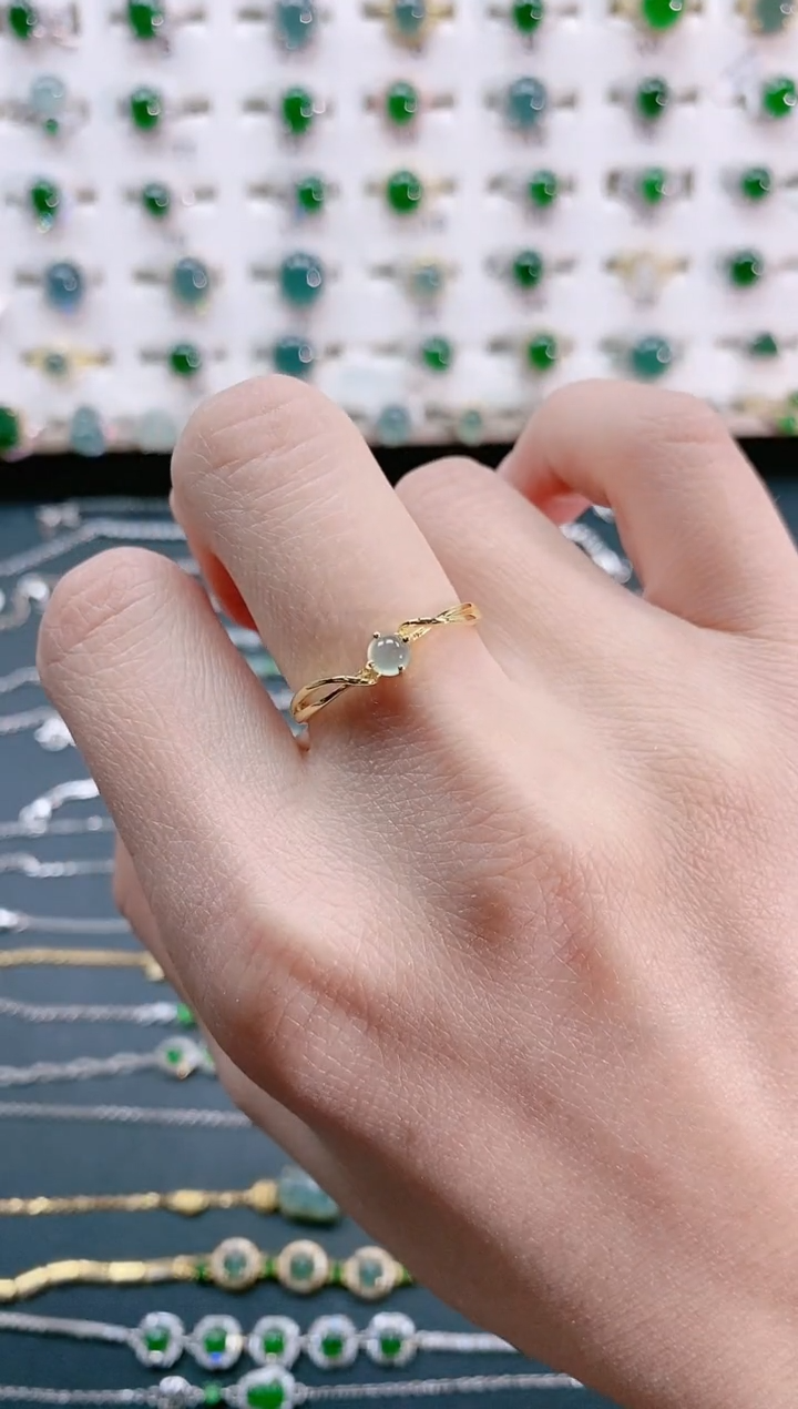 【闪购商品】翡翠戒指银S925镶嵌天然翡翠