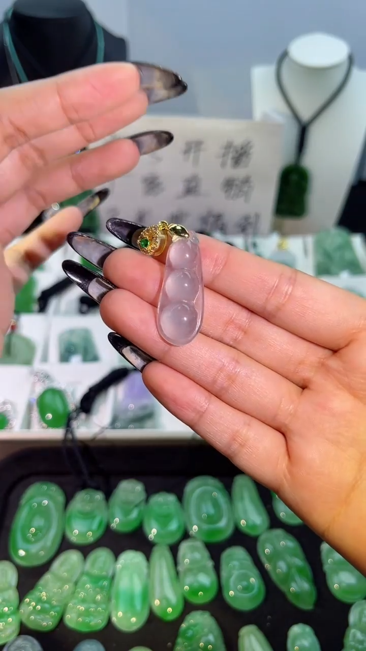 【闪购商品】翡翠手串银S925镶嵌翡翠颈饰925银镶嵌天然翡翠吊坠