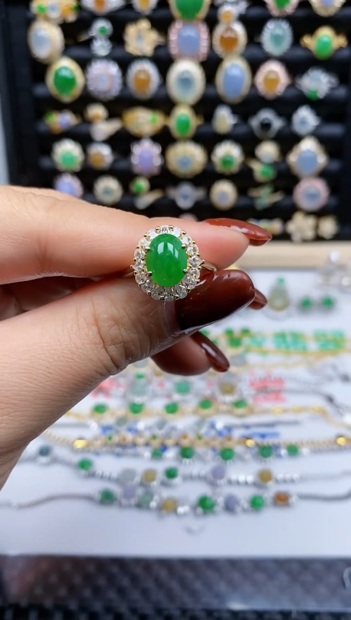 银S925镶嵌戒指翡翠263