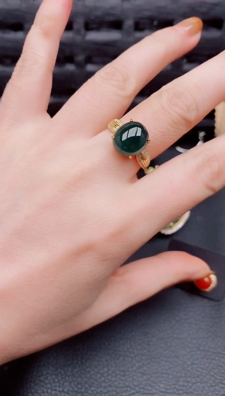 【闪购商品】翡翠戒指银S925镶嵌天然a货翡翠1100