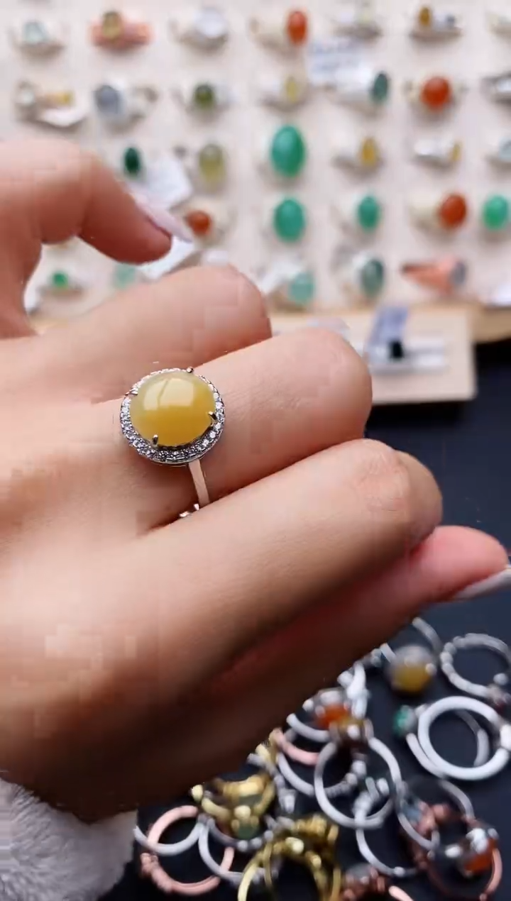 【闪购商品】翡翠戒指银S925镶嵌缅甸翡翠