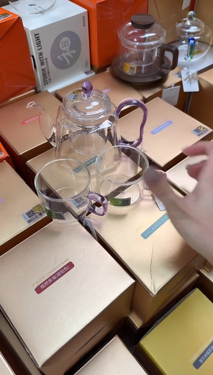 @@禾器锦瑞壶浅紫色+清禾杯紫色两只