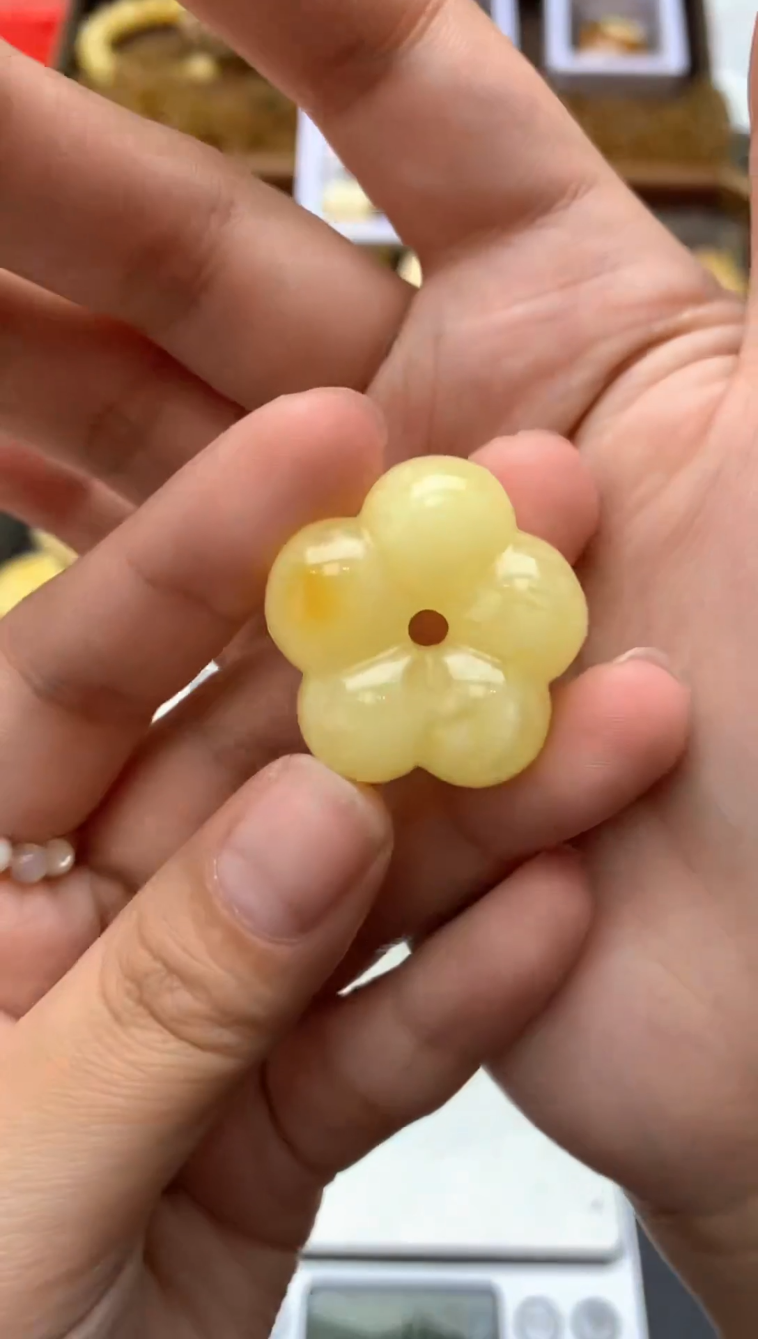 【闪购商品】琥珀珠宝奇石未镶嵌027琥珀蜜蜡花粉有纹小坑介意勿拍