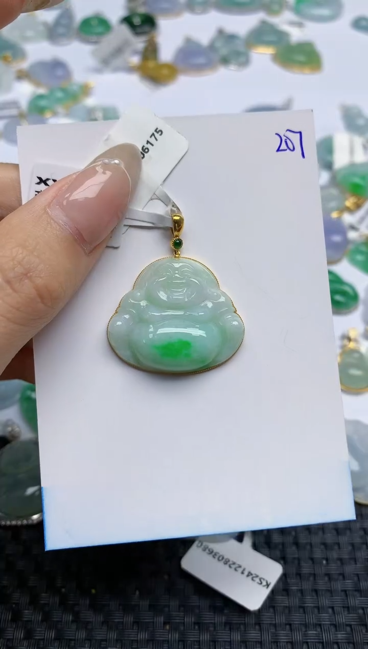 【闪购商品】翡翠颈饰18K金镶嵌天然翡翠A货