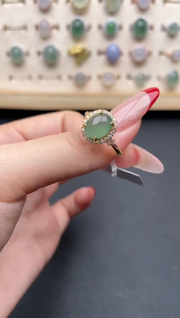 【闪购商品】翡翠戒指银S925镶嵌一物一证一礼盒