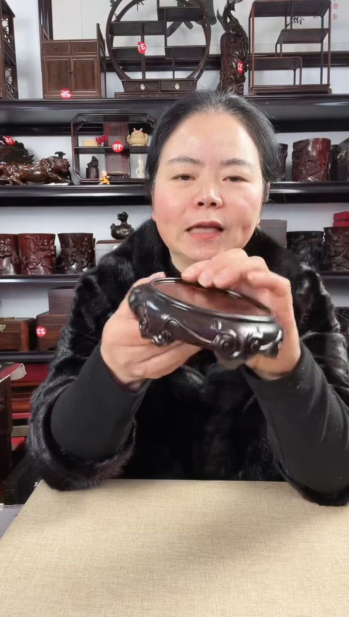 木羊头底座老李红木工艺品