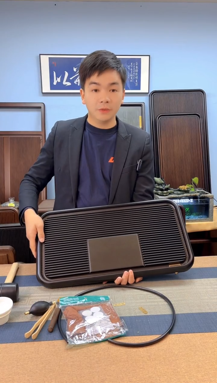 【闪购商品】凌龙黑色款式茶盘60*32*4