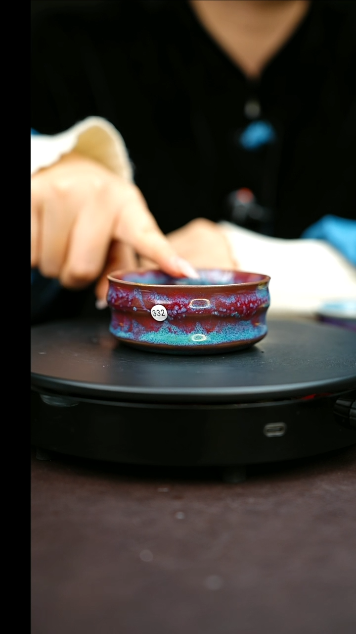 332#原矿钧瓷炉钧釉竹节杯