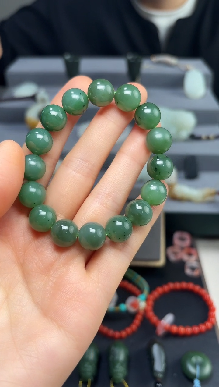 手链未镶嵌和田玉碧玉  手链