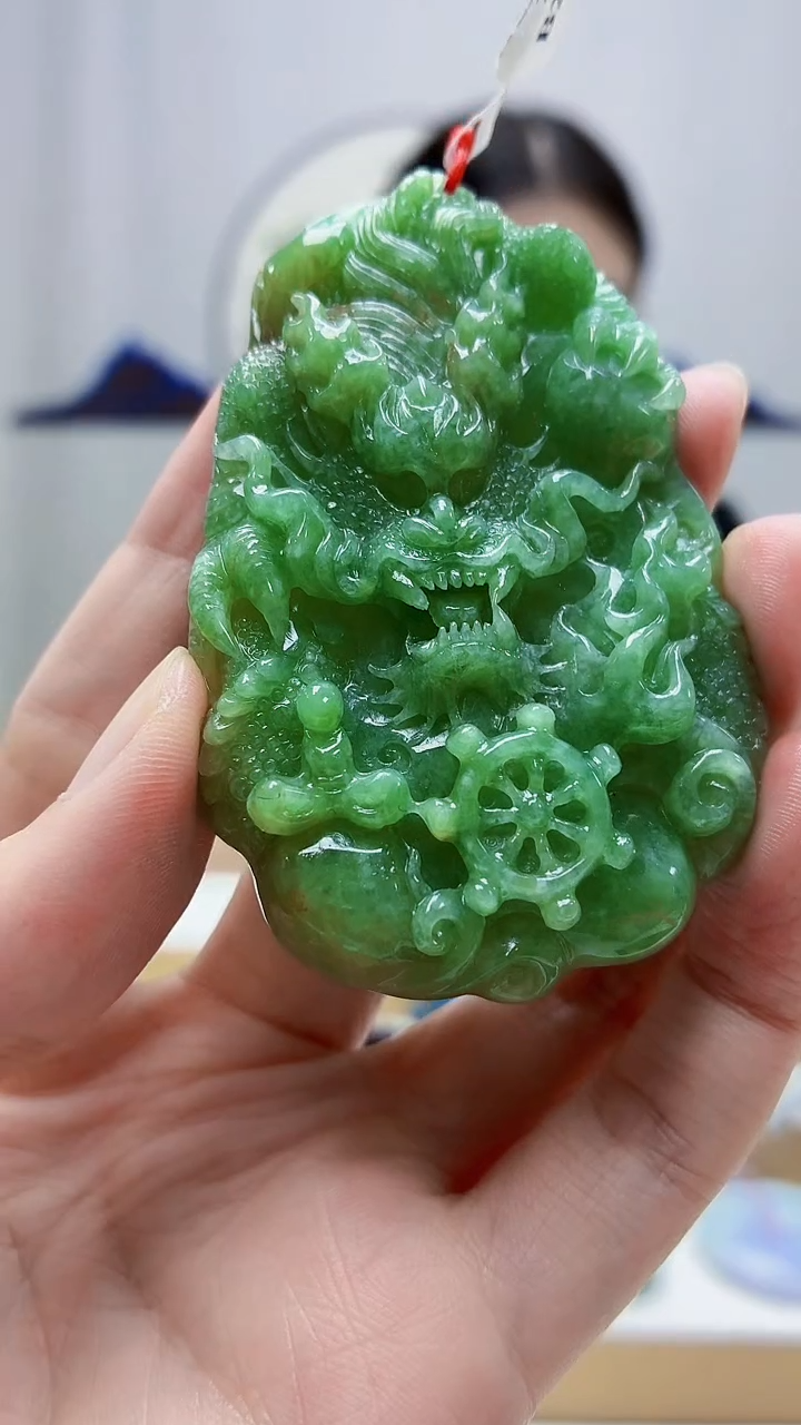 未镶嵌定制翡翠4812zm-毛货挂件龙牌46