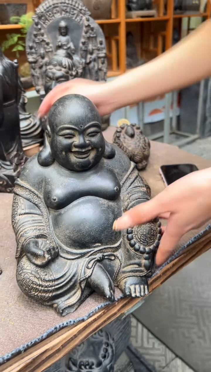 陶土大肚佛+小江枫底座