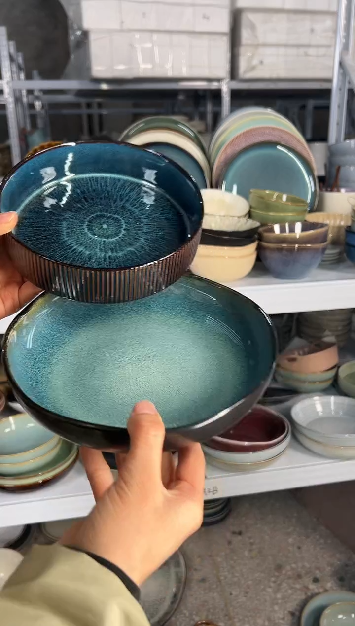 陶瓷外贸尾货瑕疵满20包邮X2深盘组合