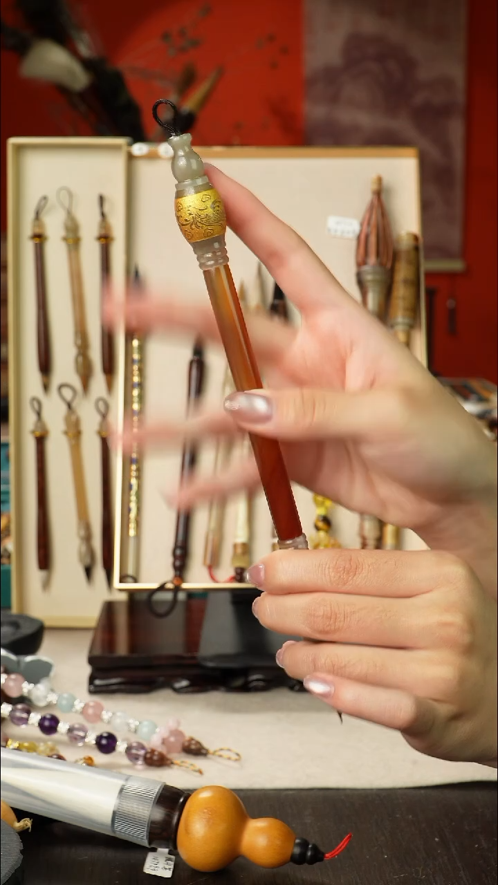 122号孤品高货毛笔链接 清水试笔 蘸墨不退