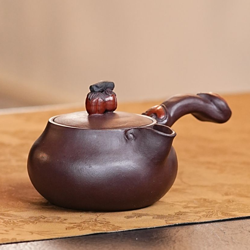 宜兴原矿紫砂如意手把唐羽壶茶壶 517