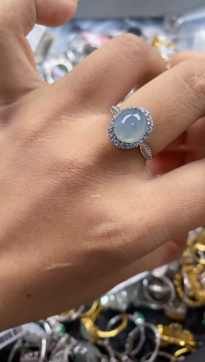 银S925镶嵌戒指翡翠333---10