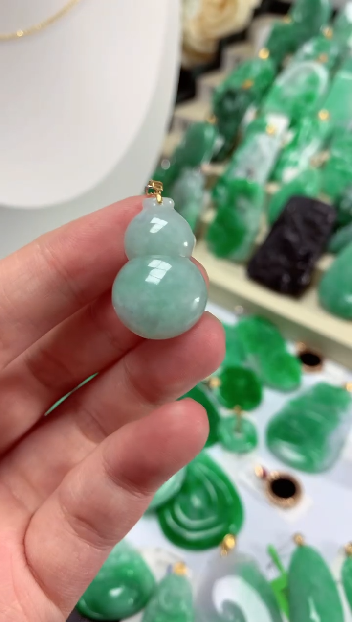 翡翠18K金镶嵌吊坠(不含链)挂件