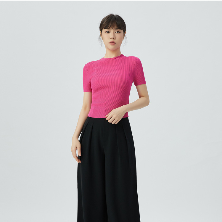 AMASS/阿玛施气质时尚休闲百搭修身纯色立领针织衫5399601-1T003-