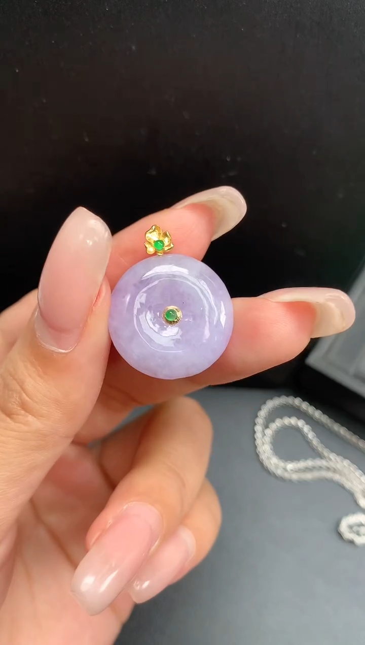 【闪购商品】翡翠颈饰18K金镶嵌扣子1399