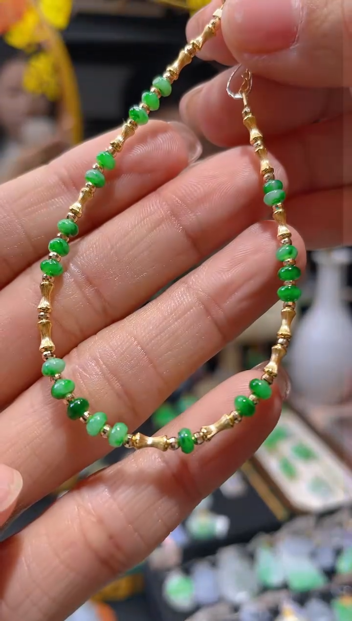 【闪购商品】翡翠颈饰18K金镶嵌假一赔三