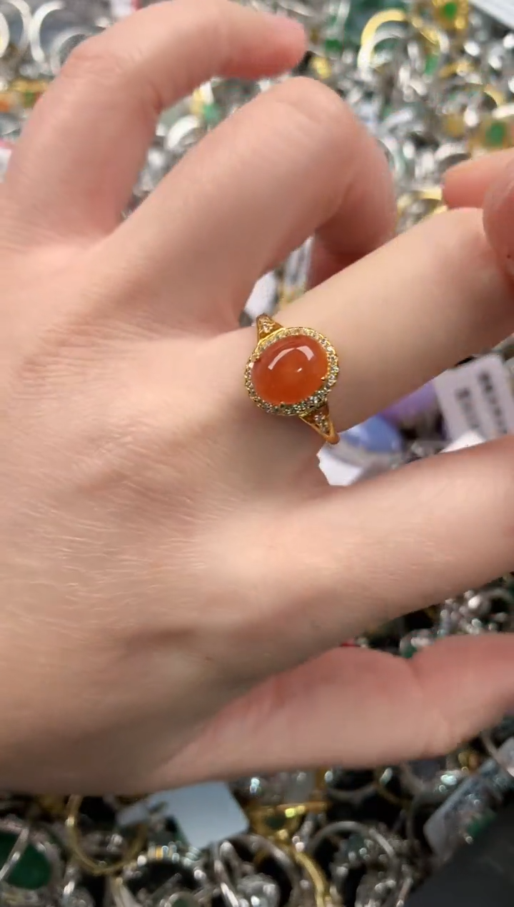 银S925镶嵌戒指翡翠555   3