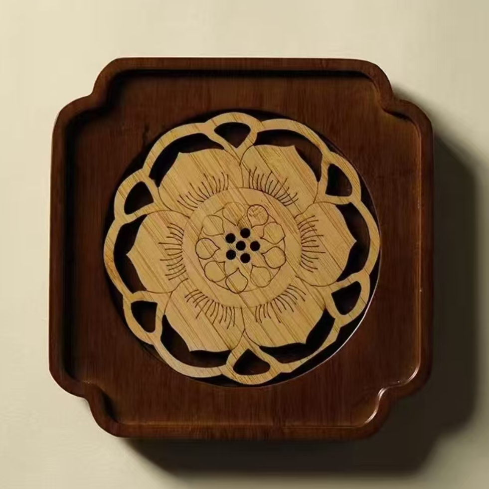 【景德镇陶瓷研究院】镶竹片荷花壶承 DC-906 