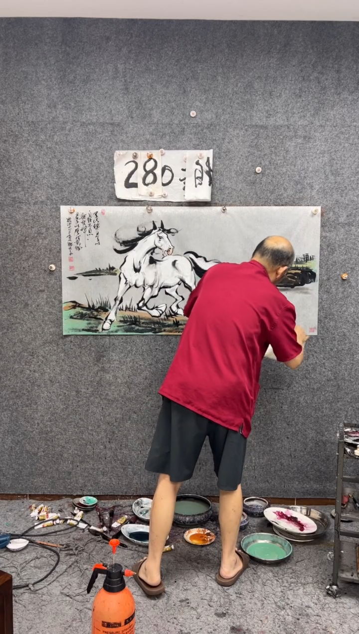 纸本国画定制 白龙马 线下画