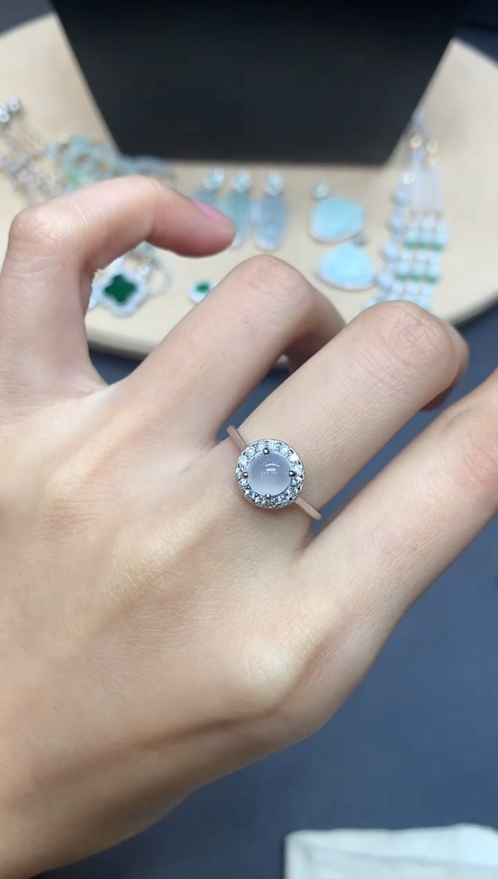 【闪购商品】翡翠戒指银S925镶嵌蛋面【多样性发其一】