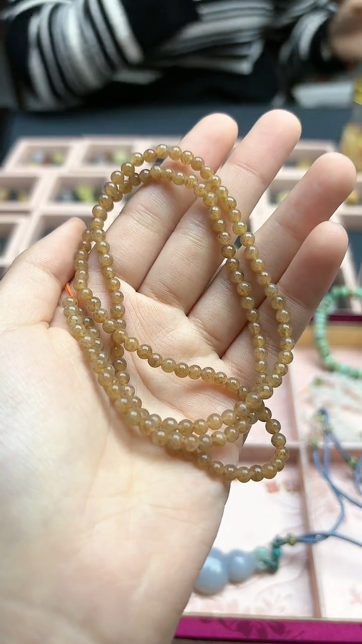 【闪购商品】和田玉项链银S925镶嵌和田玉糖料4mm项链*2 ZD