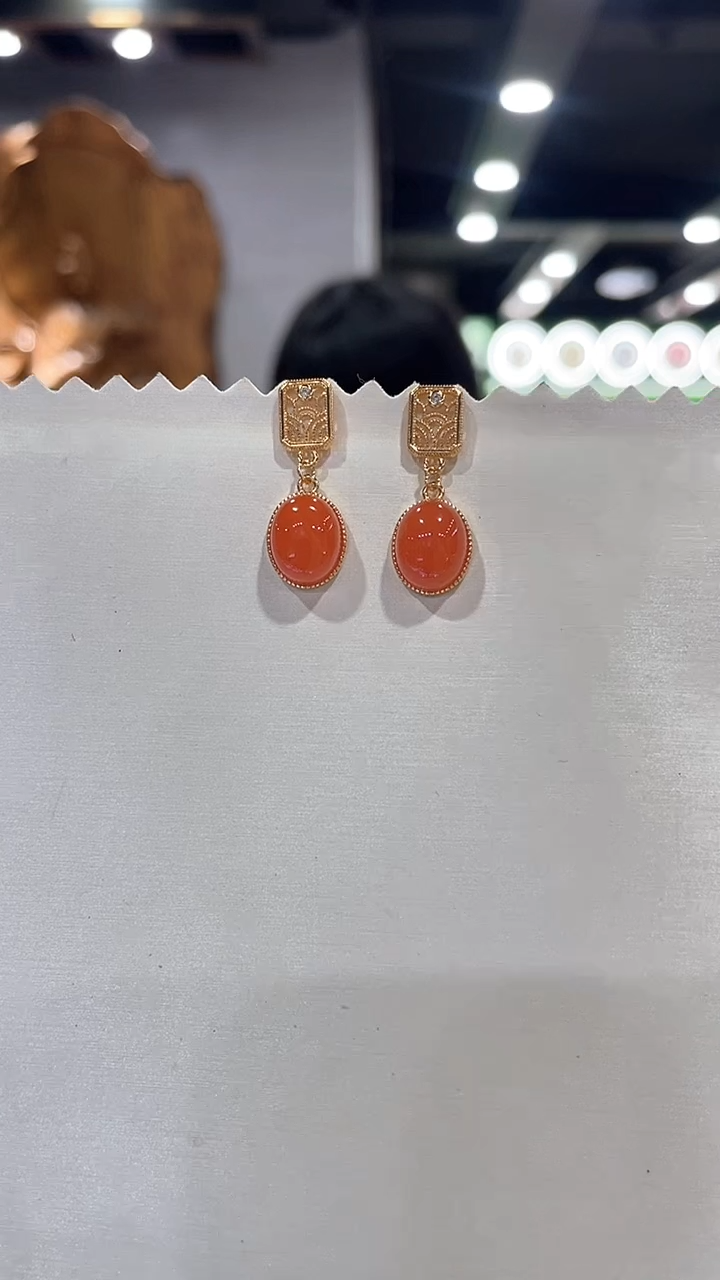 银S925镶嵌南红玛瑙耳饰5