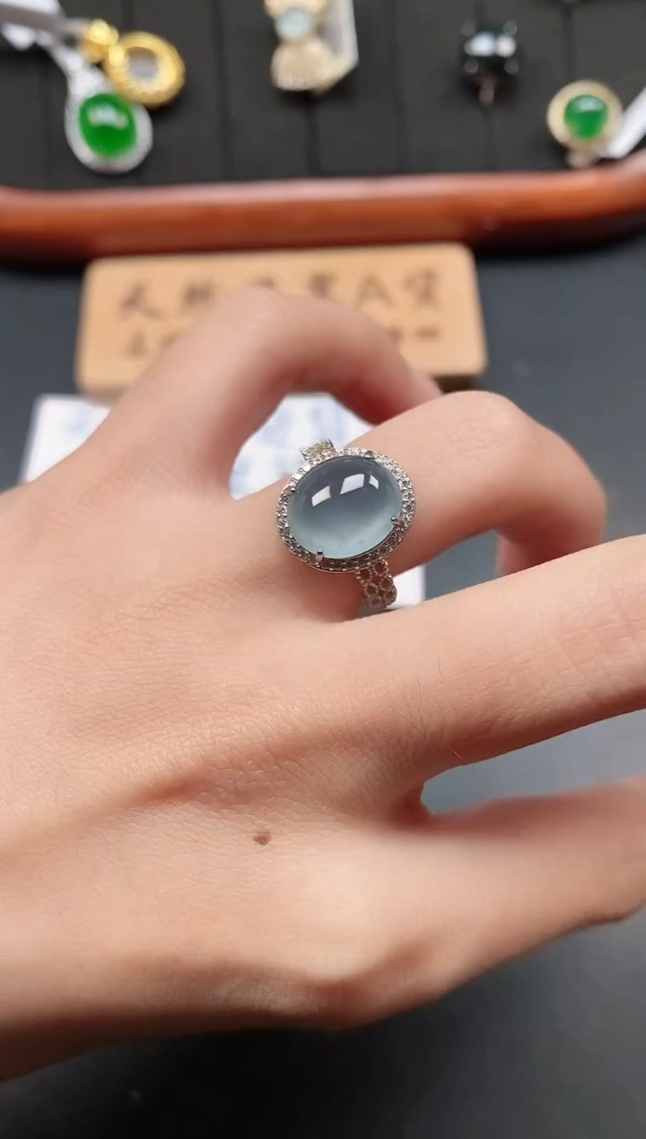 银S925镶嵌戒指翡翠11