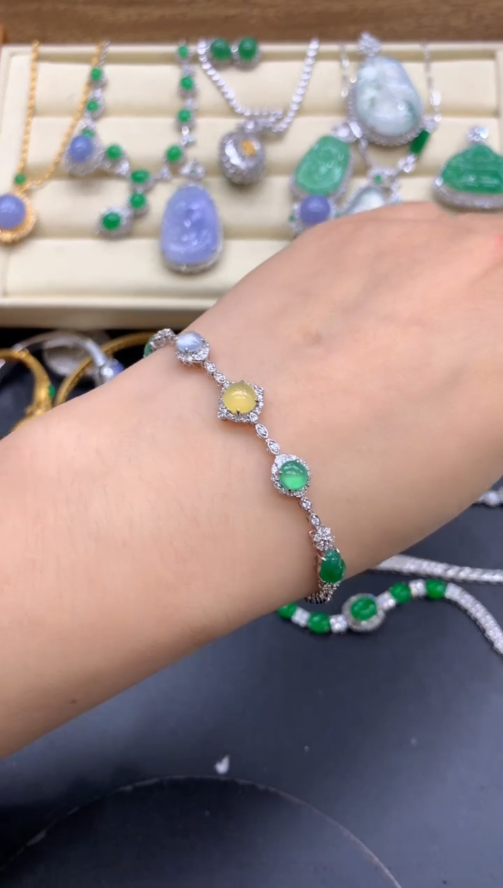 【闪购商品】翡翠手链18K金镶嵌578-中国好珍宝