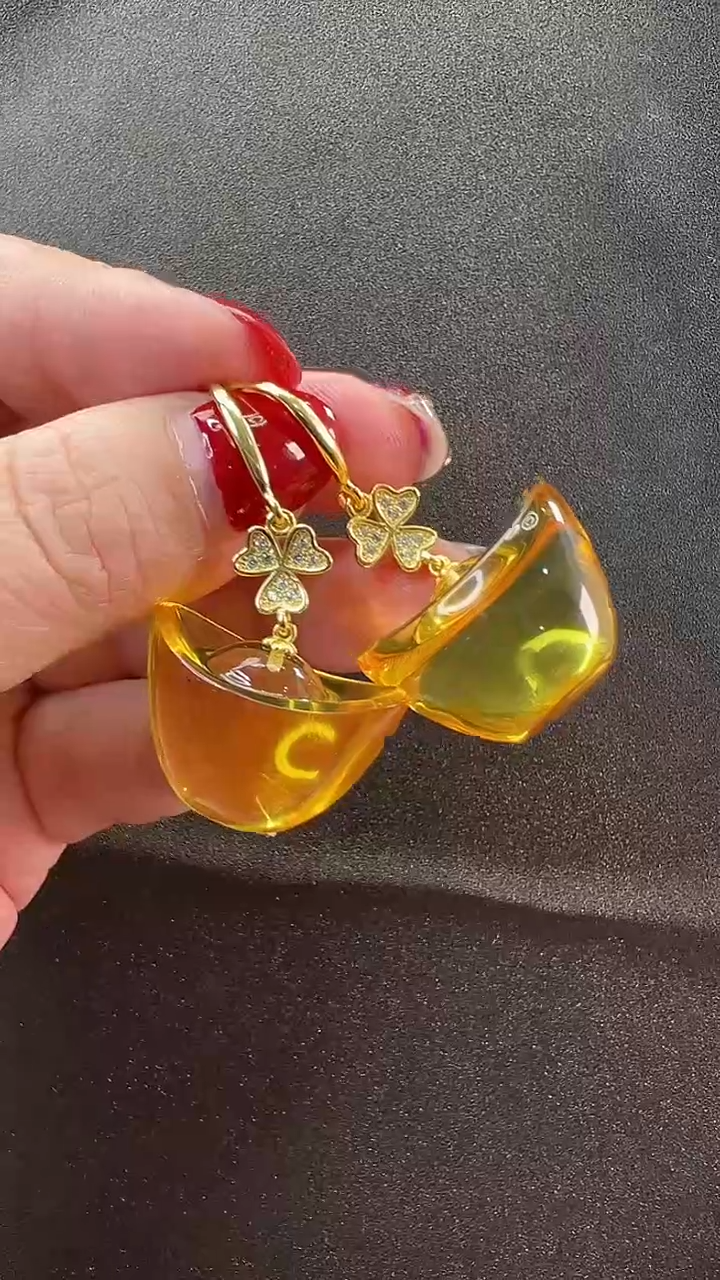 【闪购商品】琥珀耳饰未镶嵌耳环