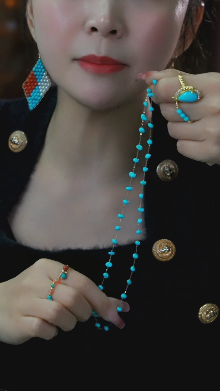 【闪购商品】绿松石项链18K金镶嵌发货一件