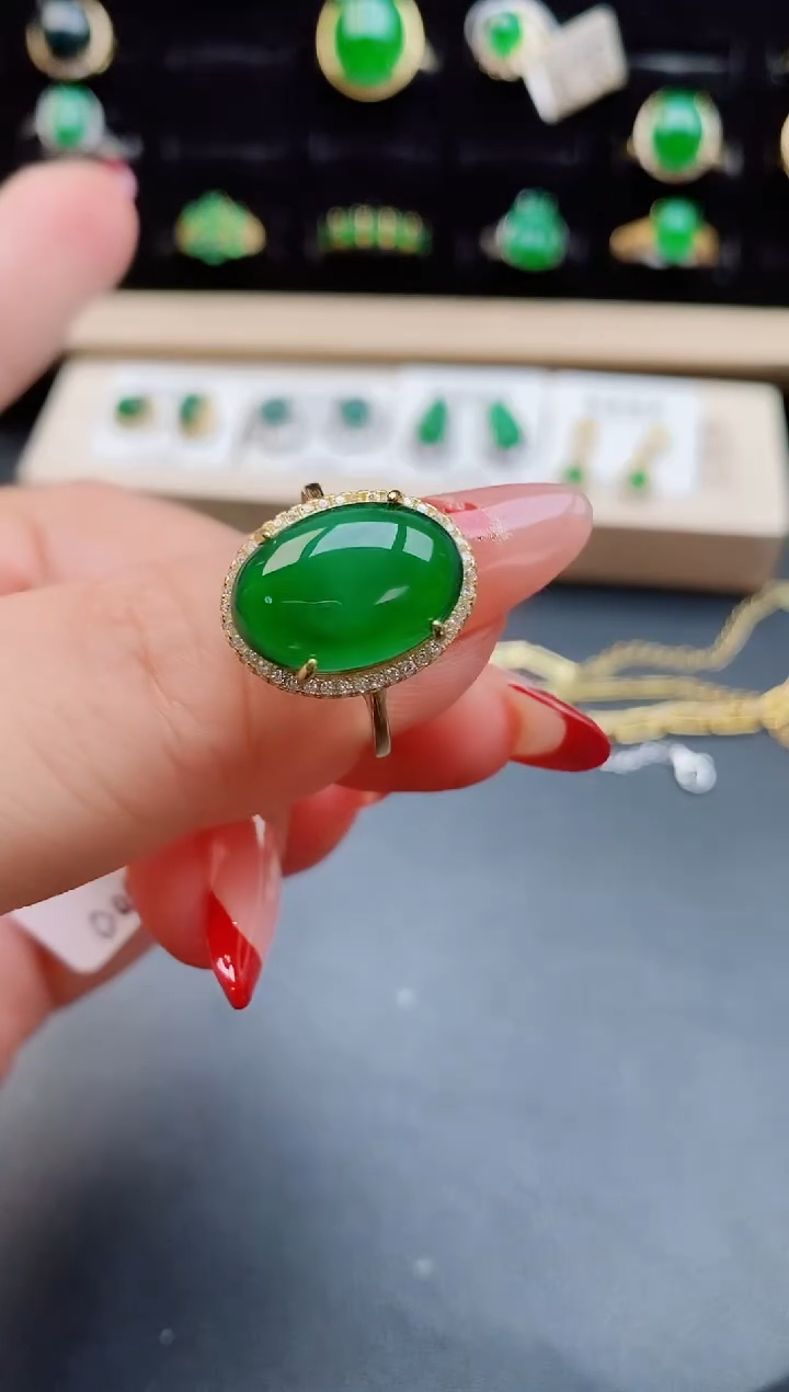 【闪购商品】翡翠戒指银S925镶嵌58500