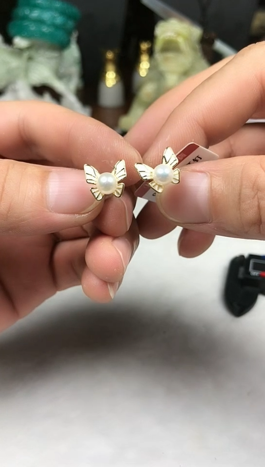 银S925镶嵌耳饰淡水珍珠耳饰