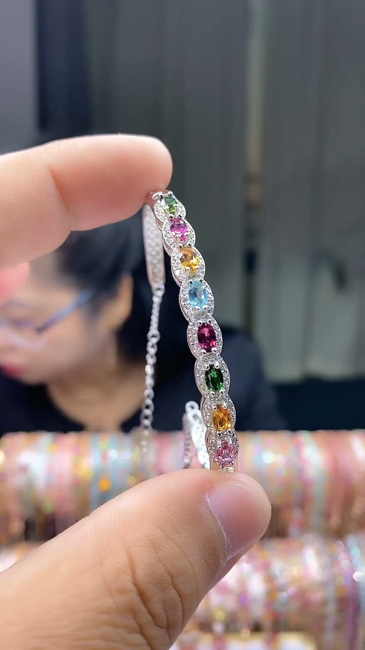 【闪购商品】碧玺手镯银S925镶嵌2345354354354