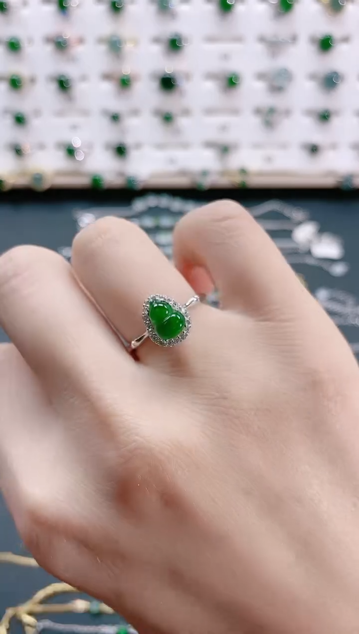 【闪购商品】翡翠戒指银S925镶嵌天然翡翠