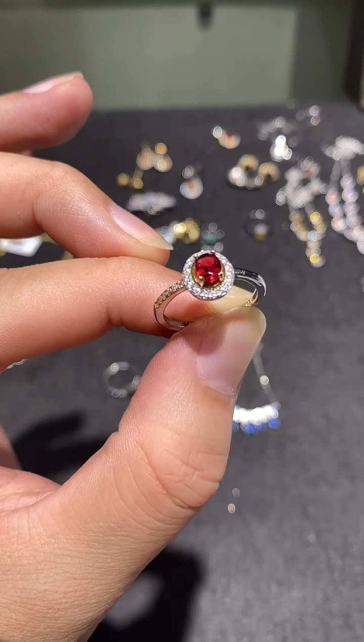 戒指蓝宝石银S925镶嵌戒指