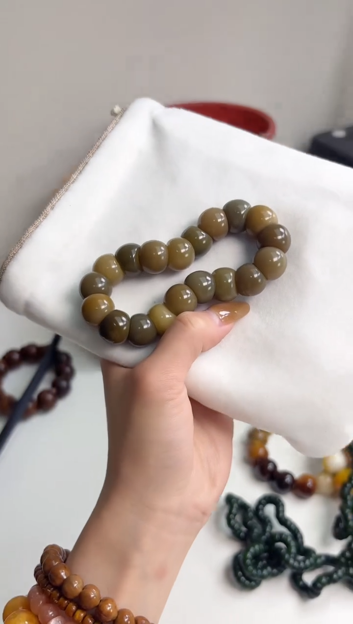 手串菩提根/象牙果沐h86玉化蒜瓣大肠15mm手串