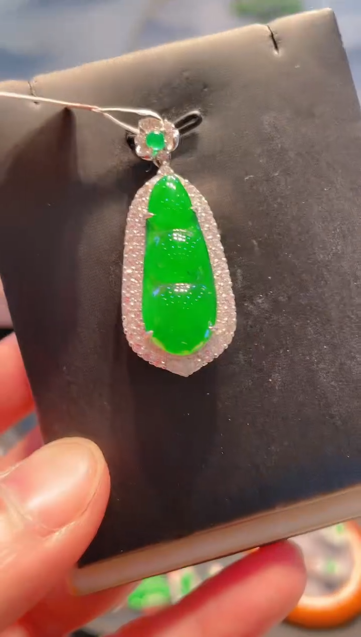 翡翠银S925镶嵌颈饰天然A货翡翠A35