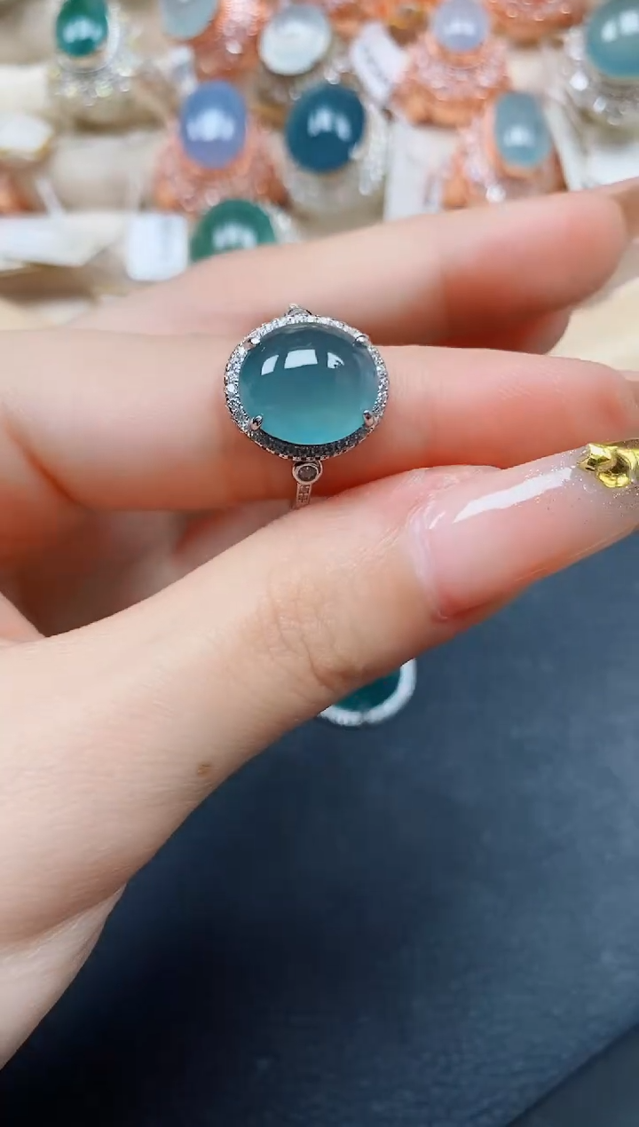 【闪购商品】翡翠戒指银S925镶嵌翡翠