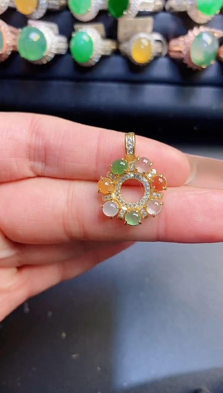 银S925镶嵌戒指翡翠天然