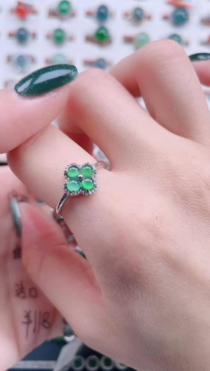 银S925镶嵌戒指翡翠天然翡翠