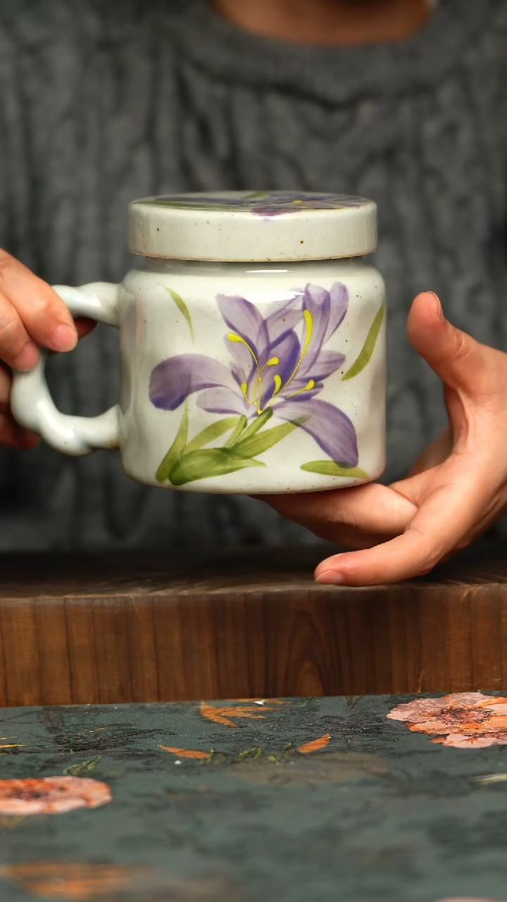 杯釉下彩手工手绘同款陶器