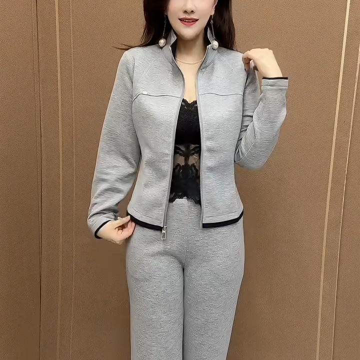 2025秋季新款洋气妈妈时尚运动套装减龄中老年极简风女大码两件套