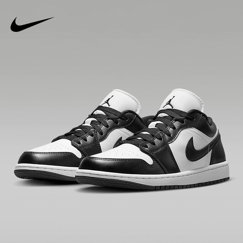 NIKE/耐克女鞋Air Jordan 1 AJ1黑白熊猫低帮复古板鞋黑色篮球鞋 