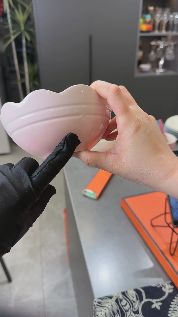 【闪购商品】瓷炻彩花边碗14cm-樱花粉