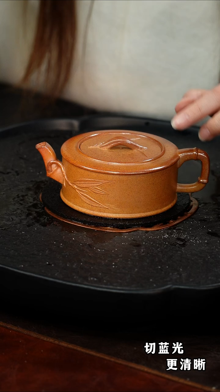 茶壶紫砂周成进 圆竹30 紫泥柴烧 180毫升