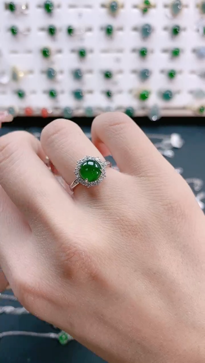 【闪购商品】翡翠戒指银S925镶嵌天然翡翠